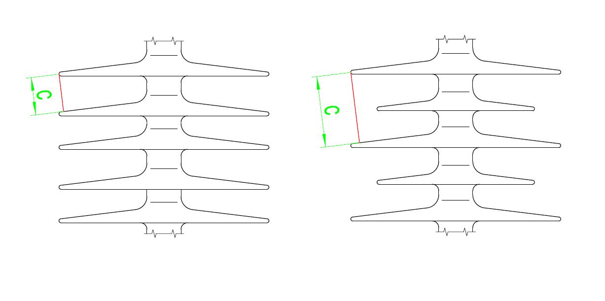 Insulator equal-diameter Sheds and non-equal-diameter Sheds
